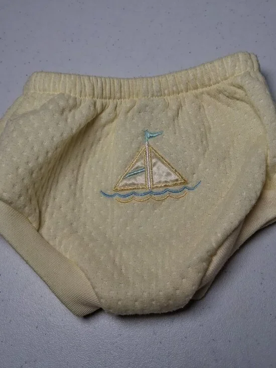 Vintage Baby Outfit Small Steps 6/9 Mos Yellow Sailboat Shirt Set Nautical 2 Pc - Picture 8 of 16
